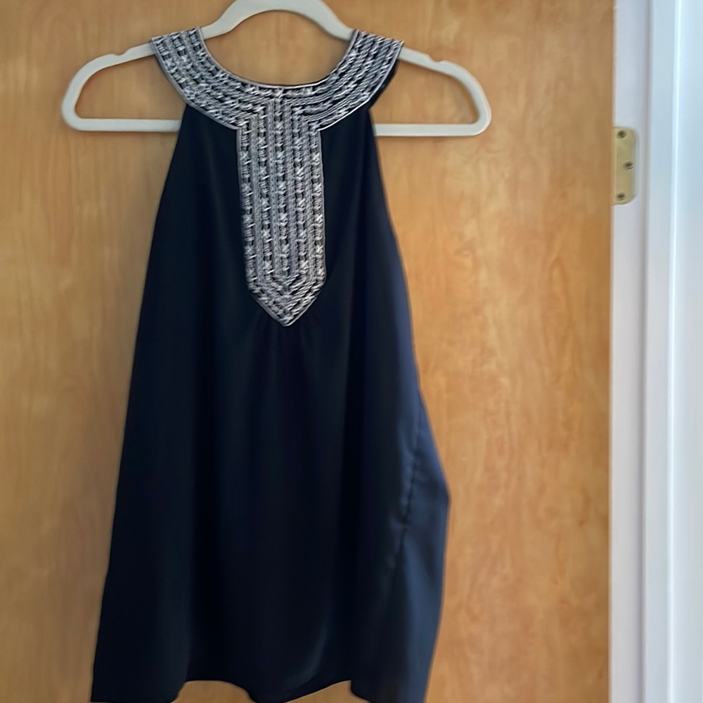 Nicole by Nicole Niller Black tank top with embroidery